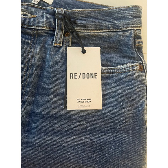 RE/DONE 90s High Rise Ankle Crop Vintage Indigo Destroy Jeans Size 28‎ New - Picture 5 of 10